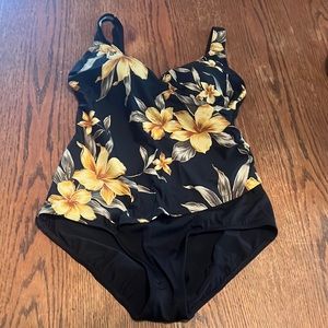 Silhouette Solution Floral Tankini One Piece Swim Suit Size 14